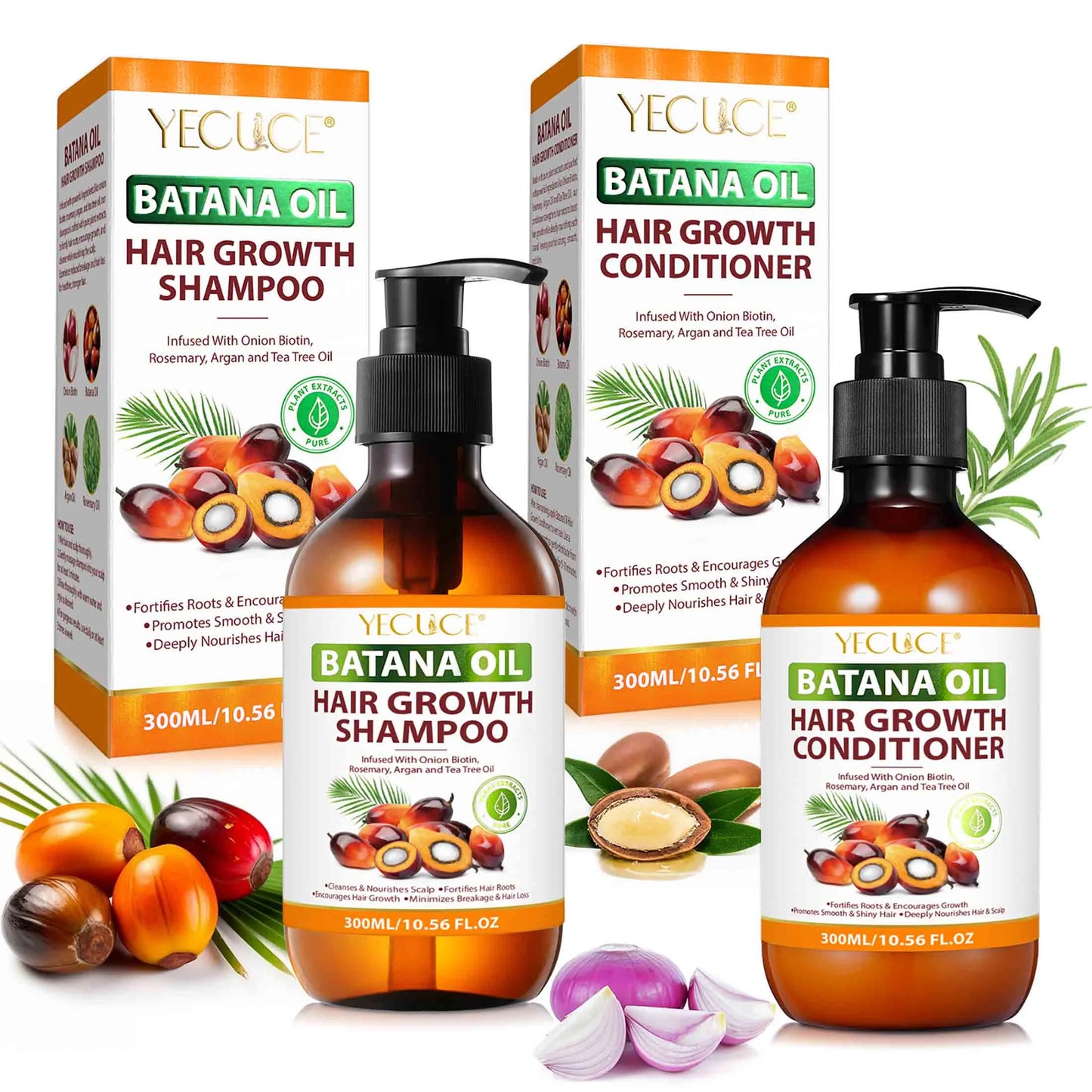 Batana Oil Shampoo and Conditioner Set, Pure Natural, Deep Cleansing Scalp, for Curly Hair & Straight Hair