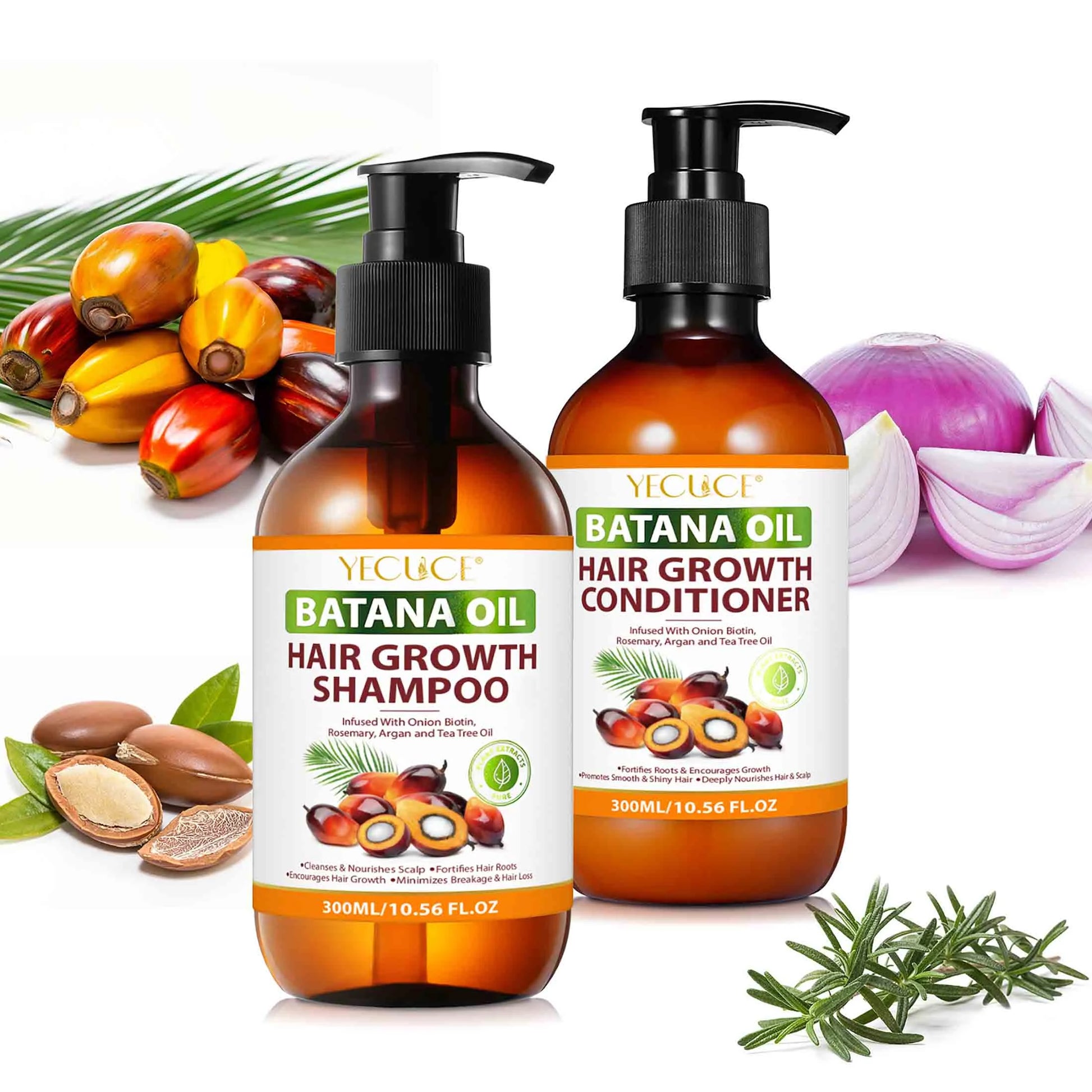 Batana Oil Shampoo and Conditioner Set, Pure Natural, Deep Cleansing Scalp, for Curly Hair & Straight Hair