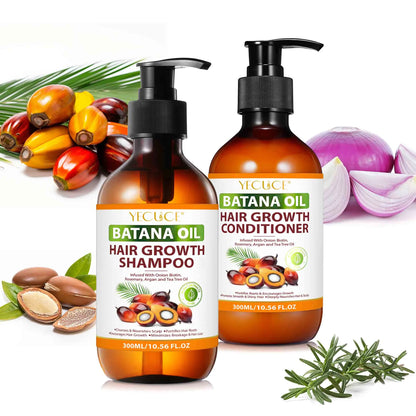 Batana Oil Shampoo and Conditioner Set, Pure Natural, Deep Cleansing Scalp, for Curly Hair & Straight Hair