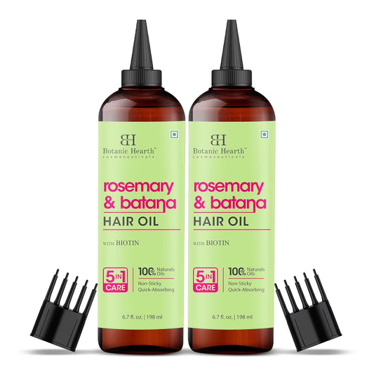 Rosemary & Batana Hair Oil (6.7 Fl Oz, Pack of 2) | Revitalizing and Strengthening Treatment for Fuller, Healthier Hair | Paraben-Free | Suitable for All Hair Types
