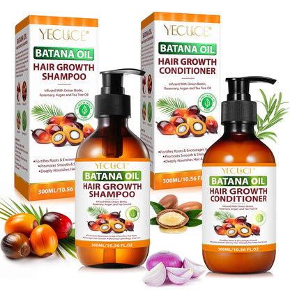 Batana Oil Shampoo and Conditioner Set, Pure Natural, Deep Cleansing Scalp, for Curly Hair & Straight Hair