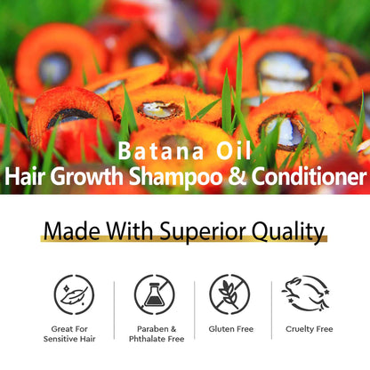 Batana Oil Shampoo and Conditioner Set, Pure Natural, Deep Cleansing Scalp, for Curly Hair & Straight Hair