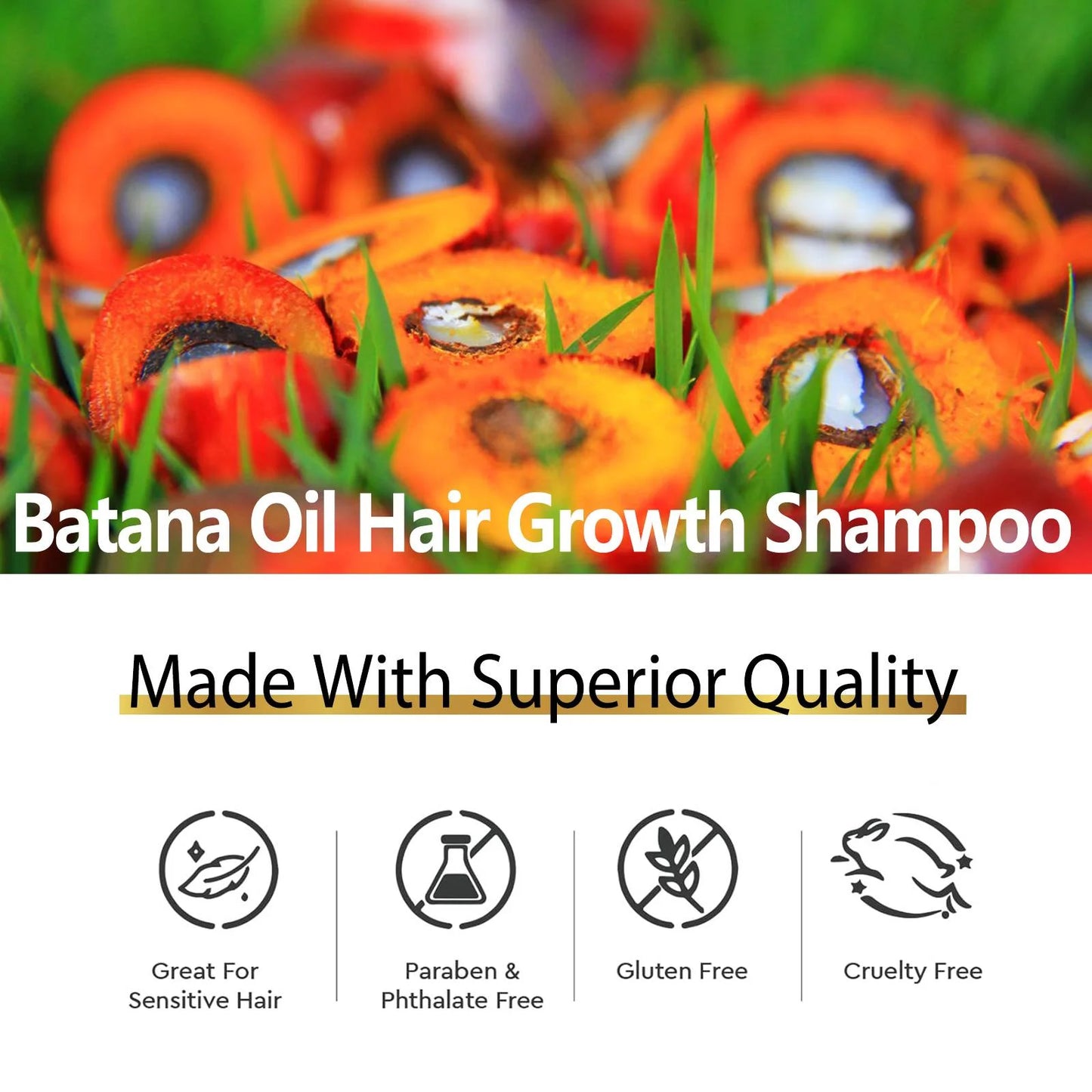 Batana Oil Shampoo - Pure Natural Formula for Deep Cleansing Scalp and Reduced Hair Breakage, 300ml