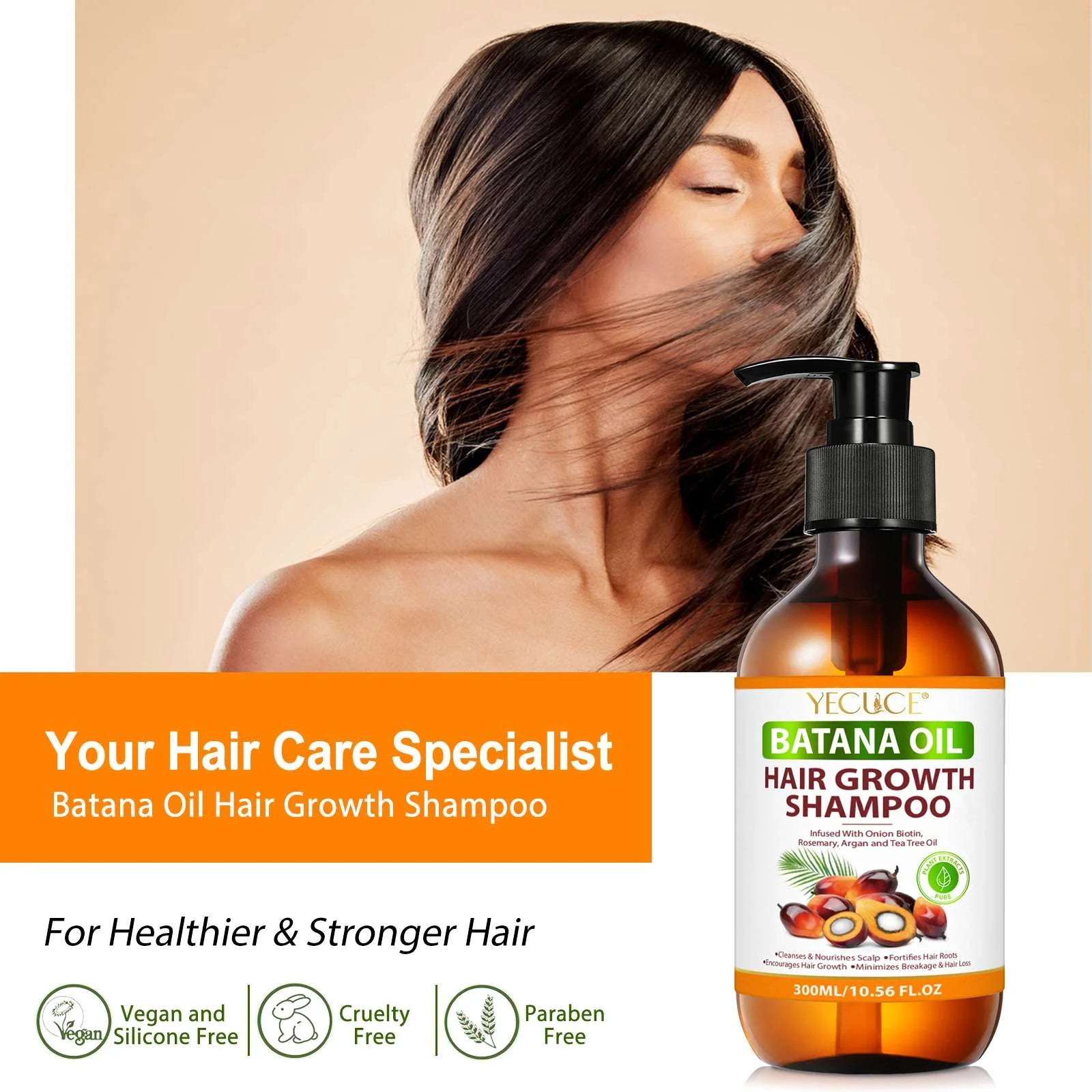 Batana Oil Shampoo - Pure Natural Formula for Deep Cleansing Scalp and Reduced Hair Breakage, 300ml