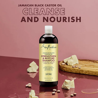 Shea Moisture Jamaican Black Castor Oil Clarifying Shampoo and Conditioner Set - Strengthening and Restorative Sulfate-Free Formula with Shea Butter, Apple Cider Vinegar, and Peppermint Oil (2-Piece Set)