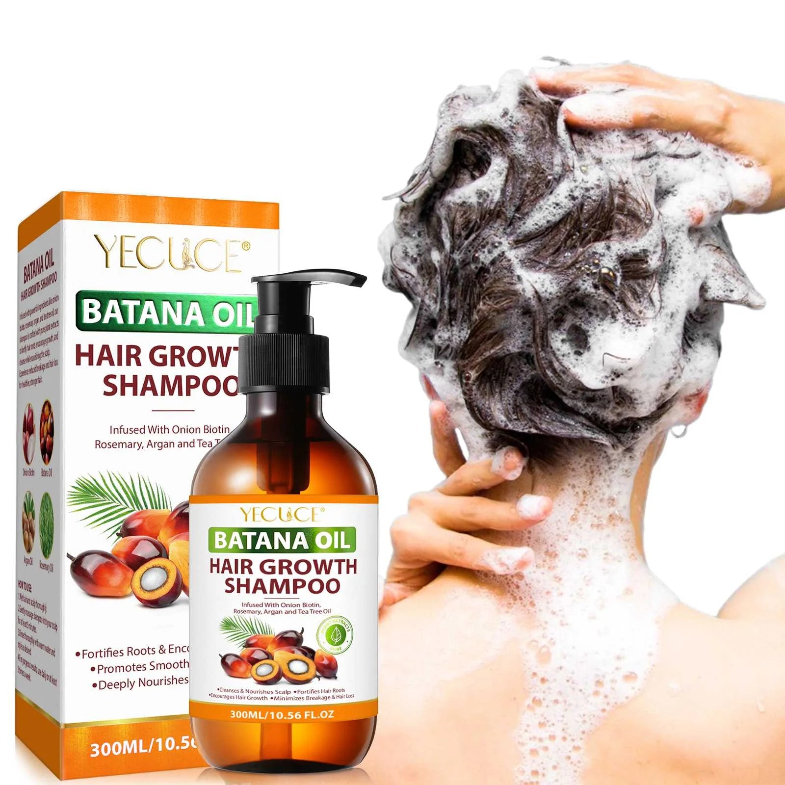 Batana Oil Shampoo - Pure Natural Formula for Deep Cleansing Scalp and Reduced Hair Breakage, 300ml