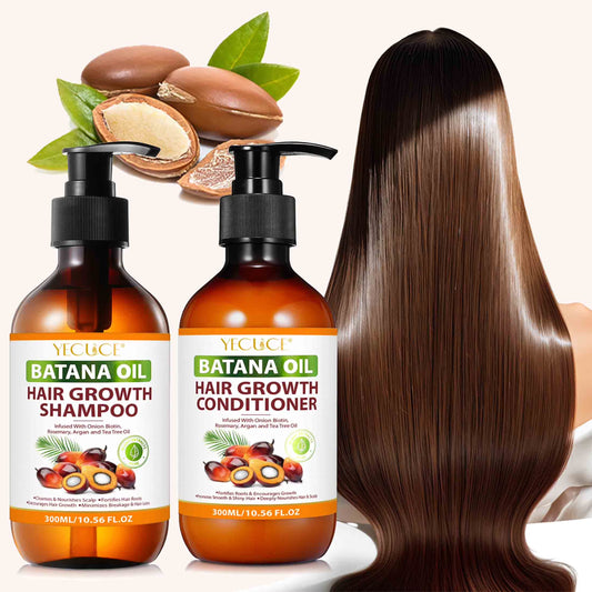 Batana Oil Shampoo and Conditioner Set, Pure Natural, Deep Cleansing Scalp, for Curly Hair & Straight Hair
