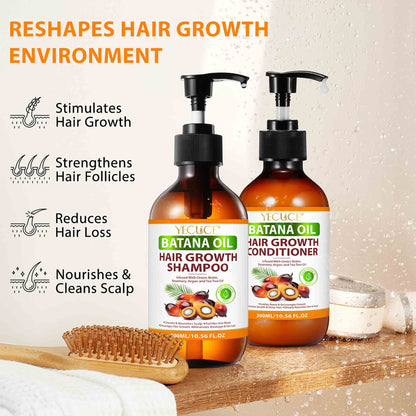 Batana Oil Shampoo and Conditioner Set, Pure Natural, Deep Cleansing Scalp, for Curly Hair & Straight Hair