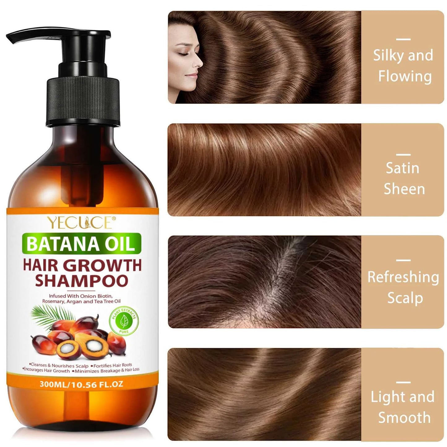 Batana Oil Shampoo - Pure Natural Formula for Deep Cleansing Scalp and Reduced Hair Breakage, 300ml